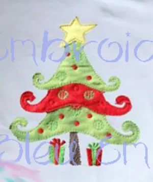 Christmas Tree Raggy Embroidery Design