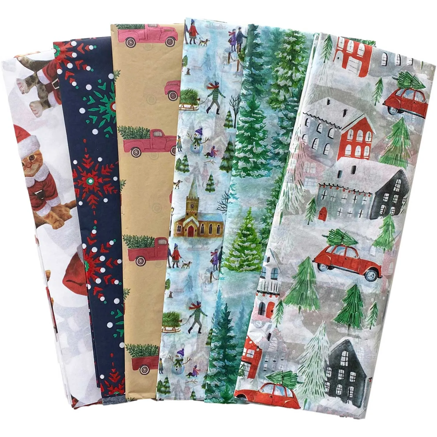 Christmas, Winter Holiday Tissue Paper Assortment (6 Pack, 24 sheets total)