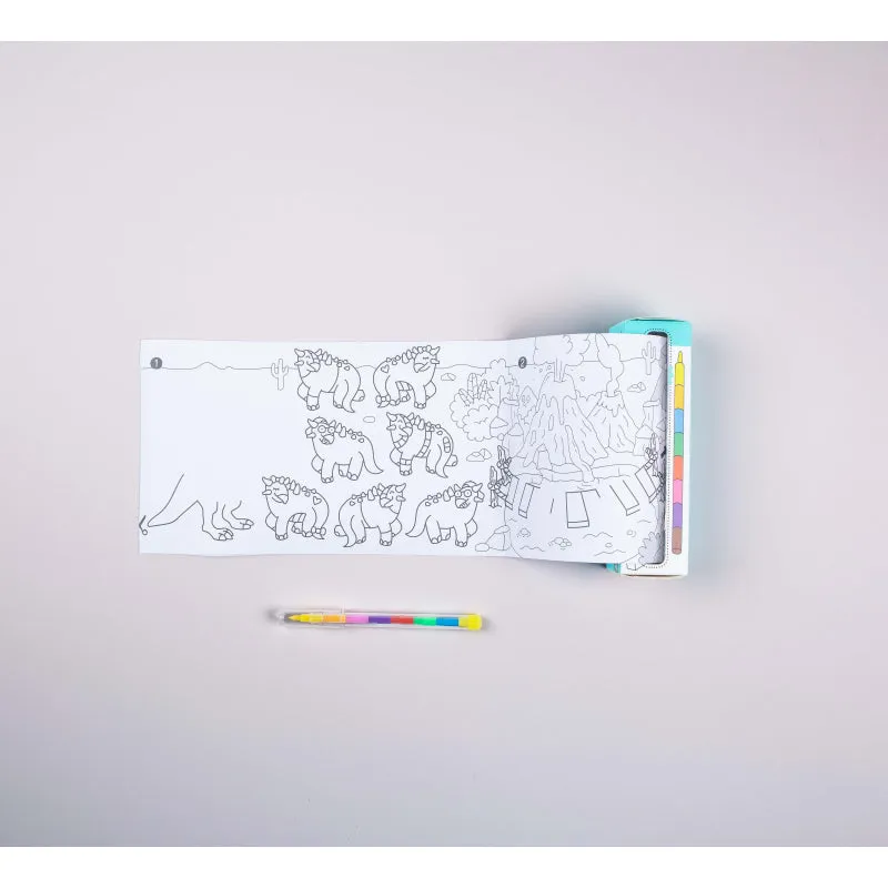 Colouring Roll - Pocket Game With Crayon - Dinos