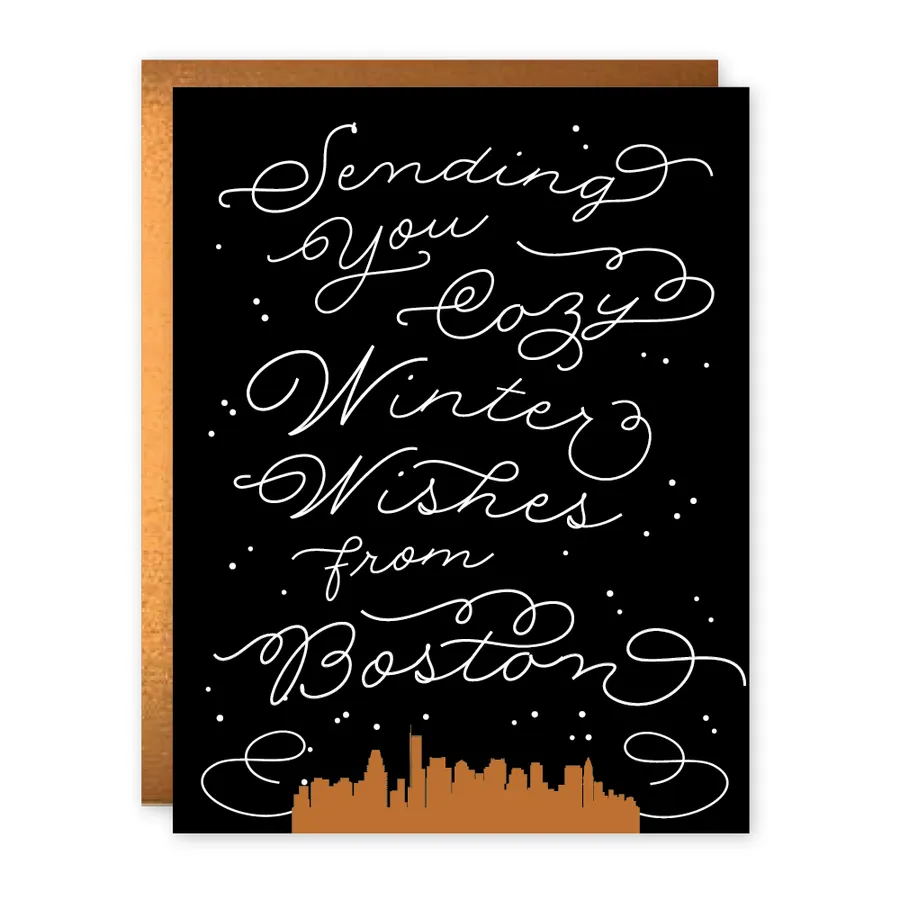 Cozy Wishes From Boston Card