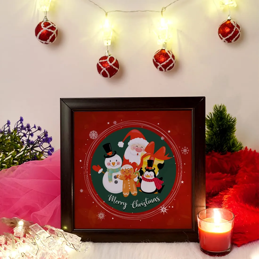 Crazyify Merry Christmas Christmas Photo Frame | Christmas Gift For Friends/Family/Relatives| Merry Christmas Gift/Gift For Brother/Mom/Dad | Christmas Photo Frame (8X8 Inches)