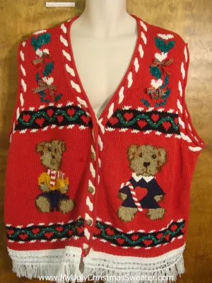 Cute Teddy Bear Christmas Sweater Vest