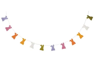 De Kulture Handmade Premium Wool Felt Easter Bunny Rabbit Garland Eco Friendly Eastertide Wall Hanging Home Office Wedding Party Holiday Decoration Banner 48 Inches