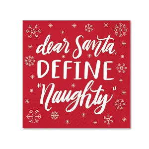 Dear Santa Define Naughty Funny Cocktail Napkins