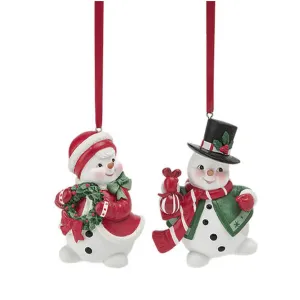 December Diamonds Santa & Friends Set Of 2 Assortment Snowman Couple Ornaments