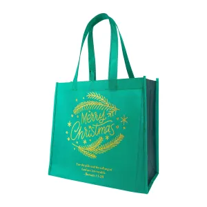 Eco Tote: Christmas-Green/Gold Foil-Merry Christmas