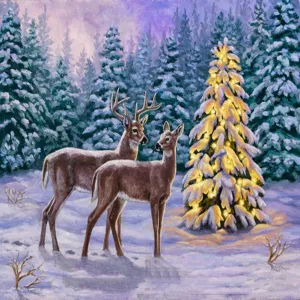 Elk Christmas Tree - Full Round Diamond - 30x30CM