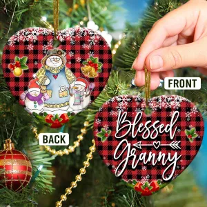 Family Snowman For Our Grandma We Love You Blessed Granny Heart Ornament - Christmas Ornament - Ciaocustom