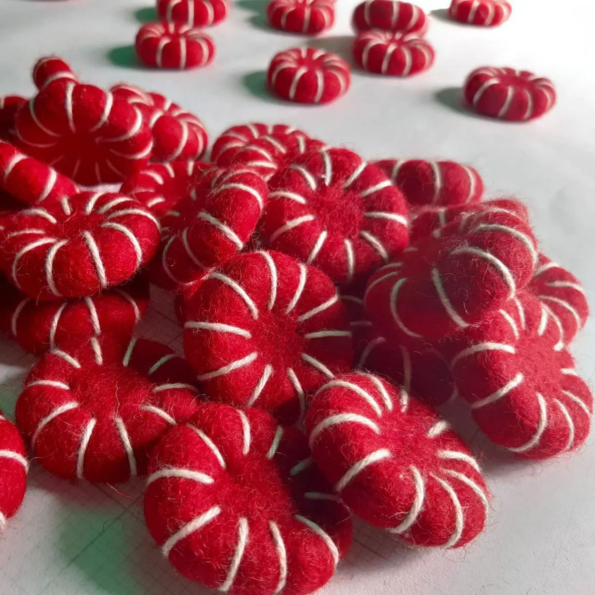 Felt Peppermint Candy Disk Red