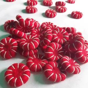 Felt Peppermint Candy Disk Red