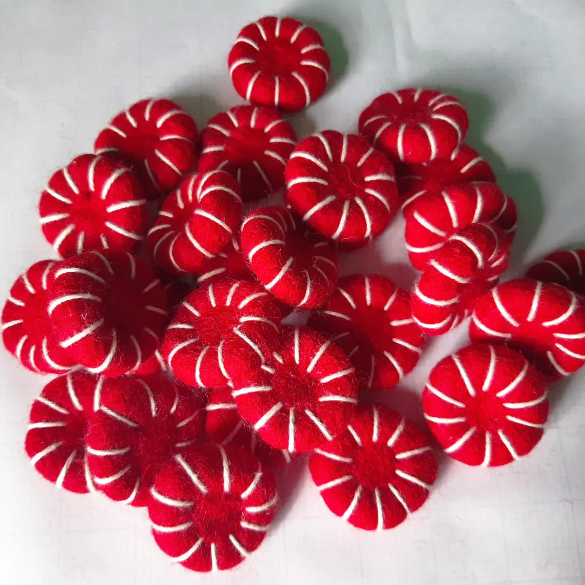 Felt Peppermint Candy Disk Red