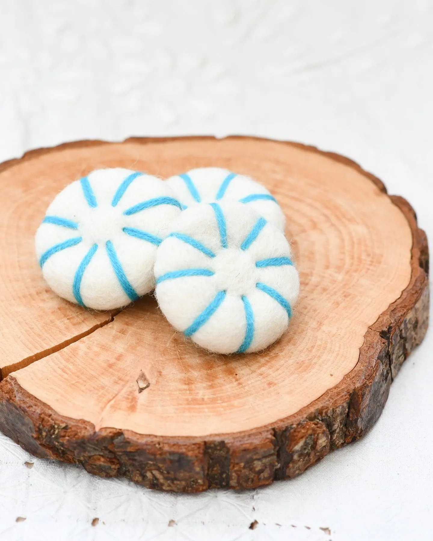 Felt Peppermint Candy Lollies (Mint Blue and White) - Set of 3