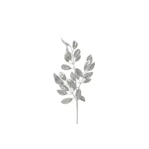 Festive 80cm Metallic Silver Leaf Stem