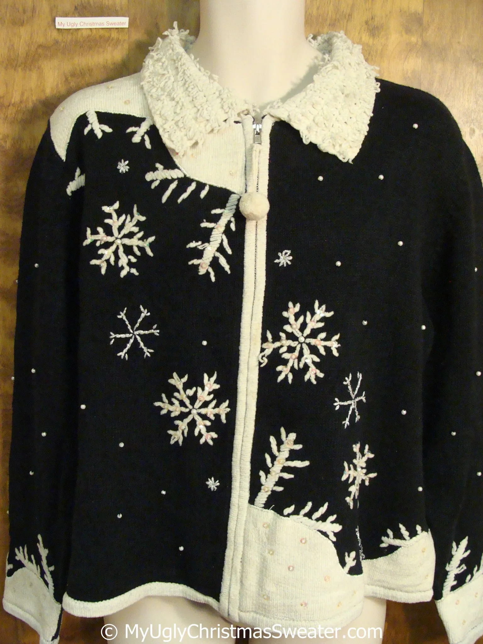 Festive Black and White Christmas Sweater