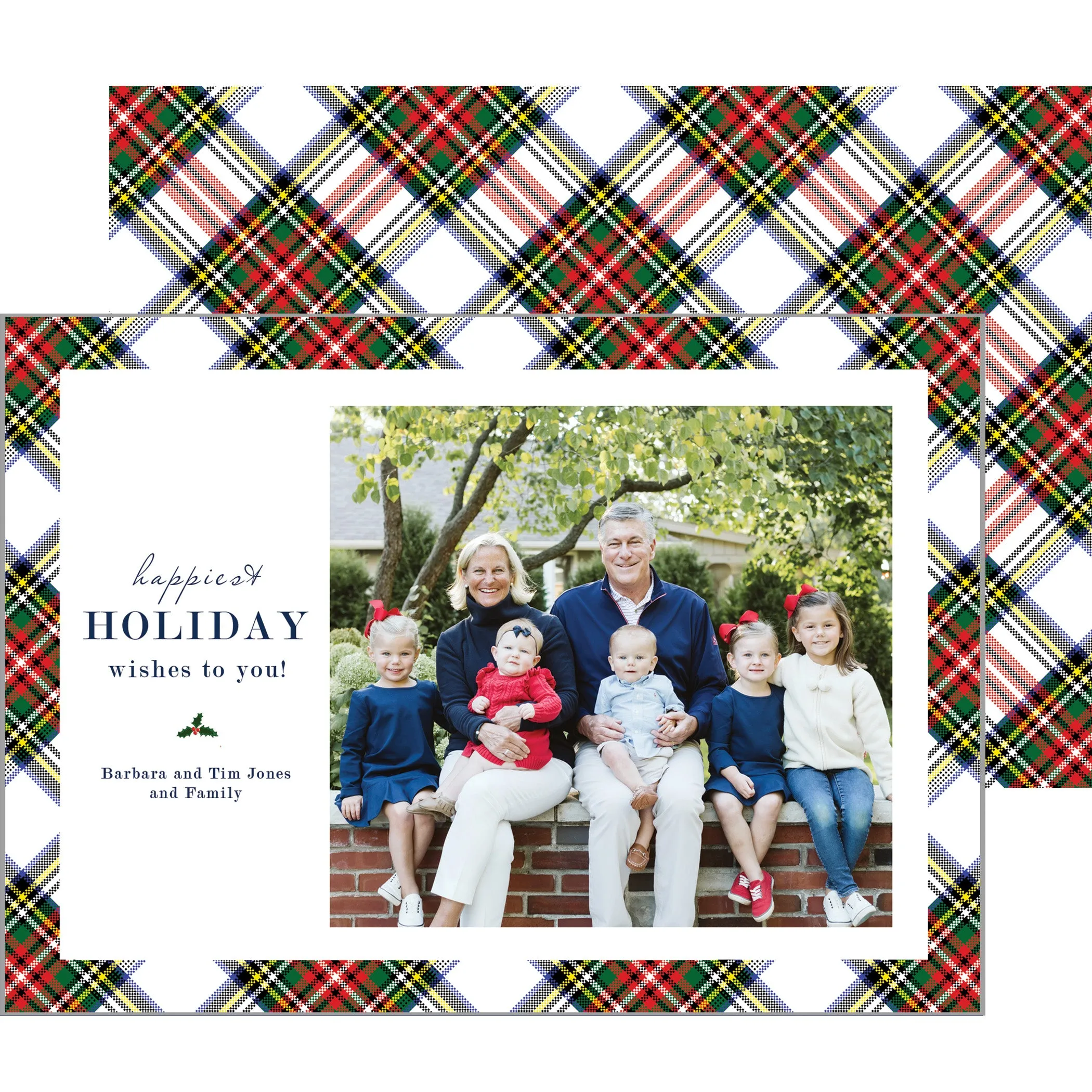 Festive Stewart Plaid Horizontal Christmas Photo Card