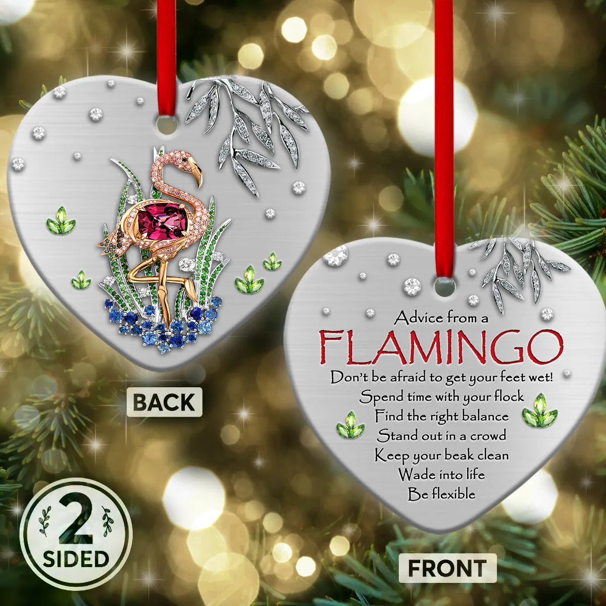 Flamingo Advice Heart Ornament - Christmas Ornament - Ciaocustom