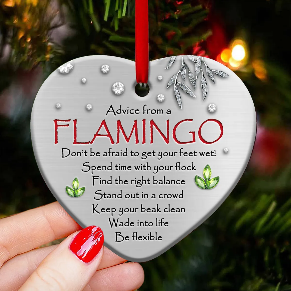 Flamingo Advice Heart Ornament - Christmas Ornament - Ciaocustom