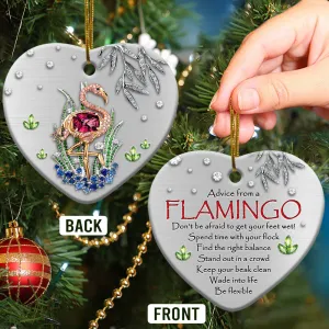 Flamingo Advice Heart Ornament - Christmas Ornament - Ciaocustom