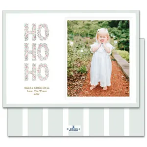 Floral HO HO HO Landscape Holiday Card