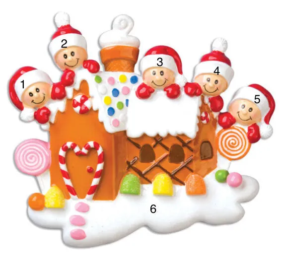 Gingerbread Family Christmas | Holiday Ornament | Poly Resin | Personalized | Multi Head