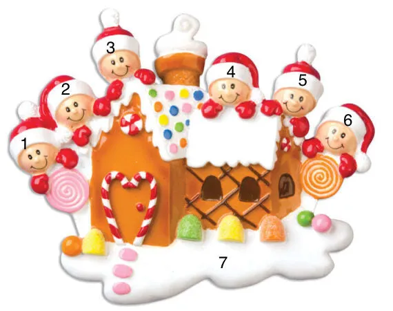 Gingerbread Family Christmas | Holiday Ornament | Poly Resin | Personalized | Multi Head