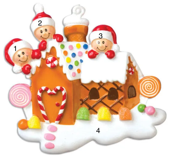 Gingerbread Family Christmas | Holiday Ornament | Poly Resin | Personalized | Multi Head