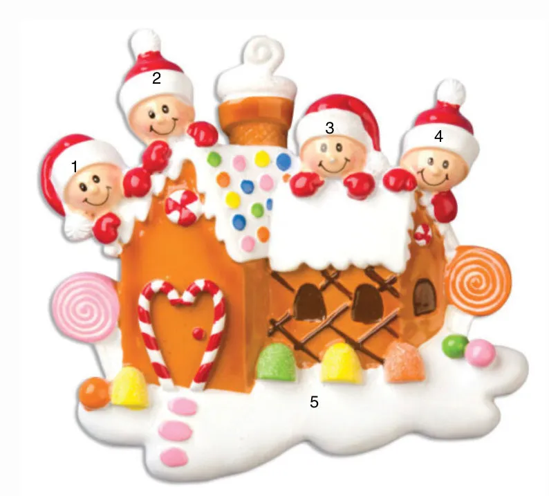 Gingerbread Family Christmas | Holiday Ornament | Poly Resin | Personalized | Multi Head