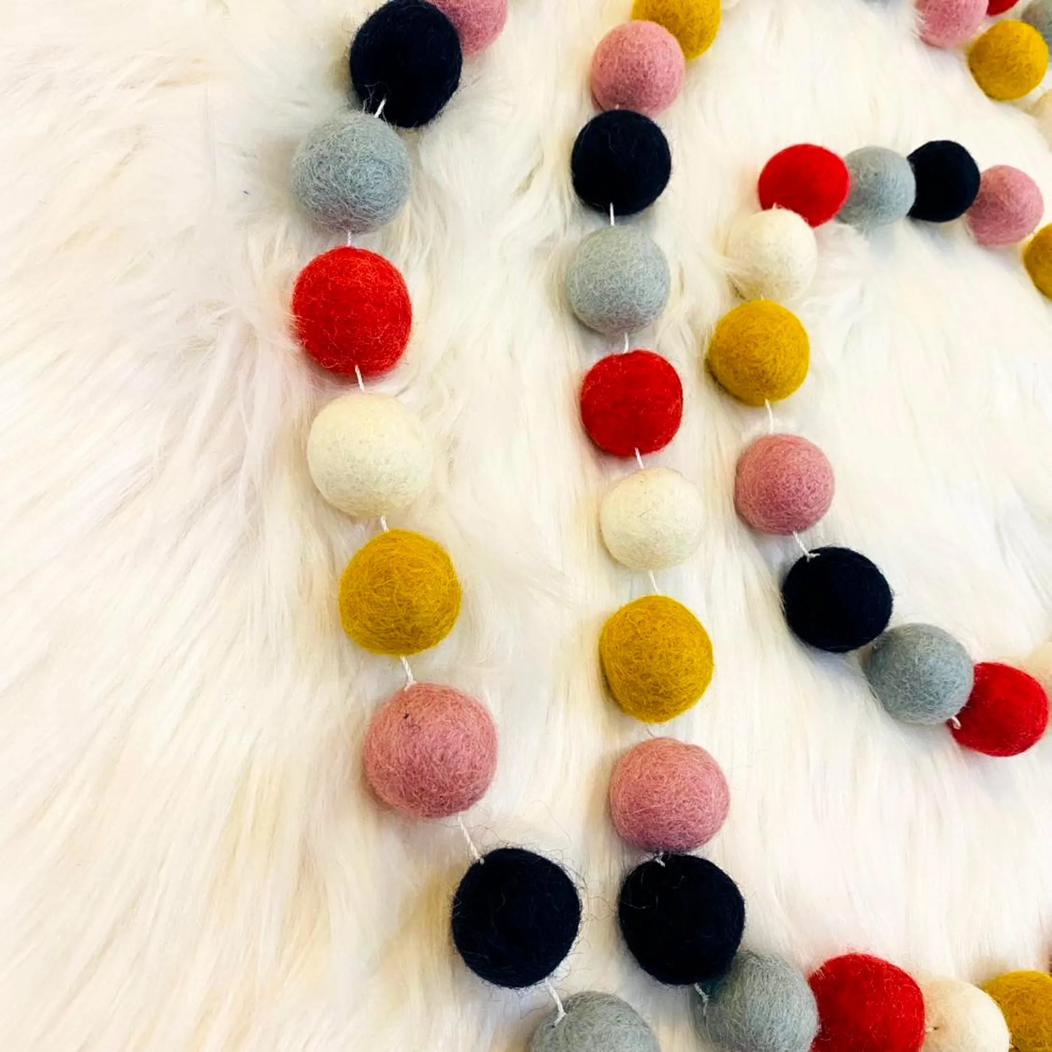 Handmade 10 Feet Multi Color Felt Ball Garland