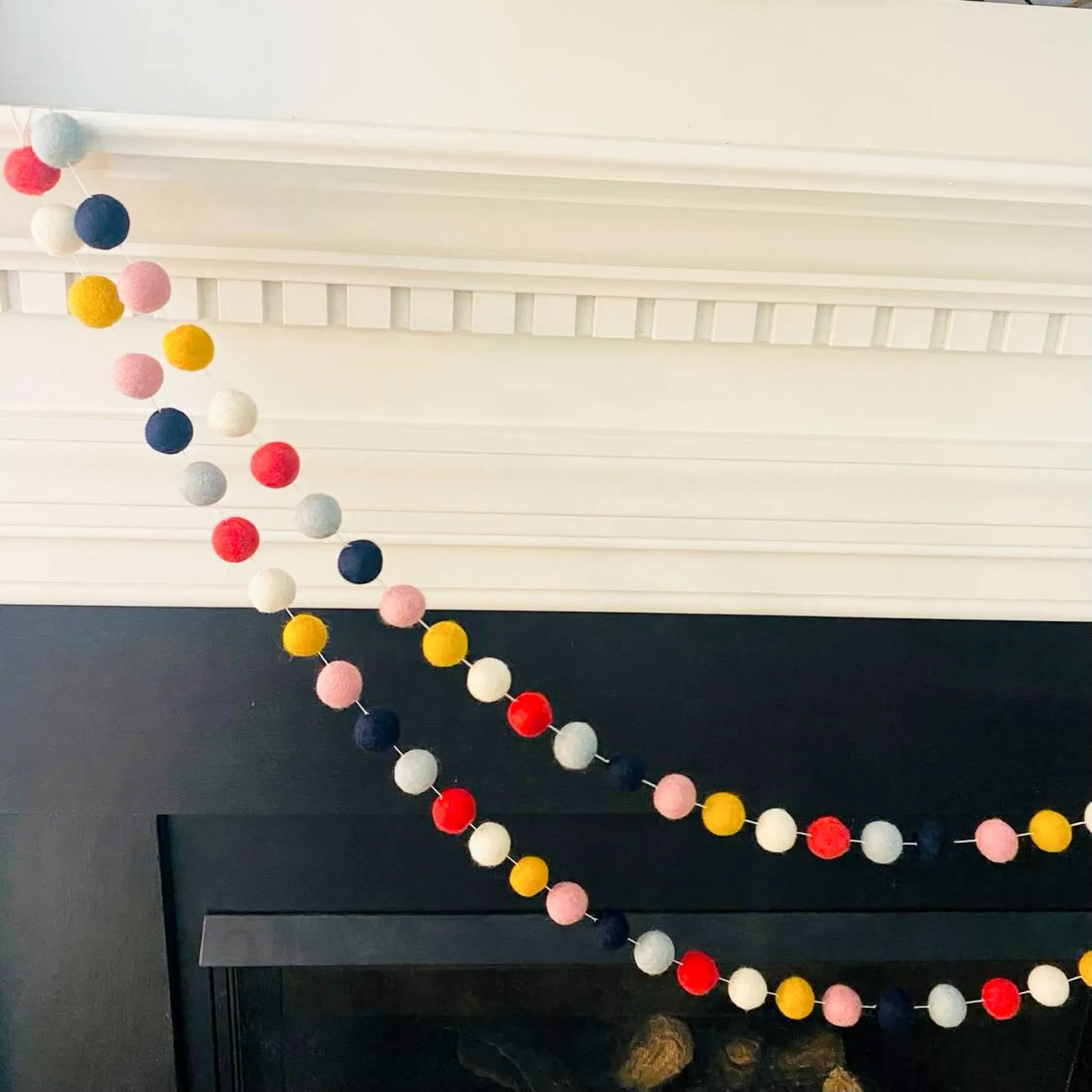 Handmade 10 Feet Multi Color Felt Ball Garland