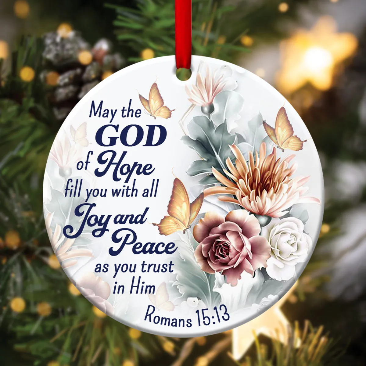 Have Faith In God - Beautiful Christian Ceramic Circle Ornament - Christmas Decor - Funny Ornament