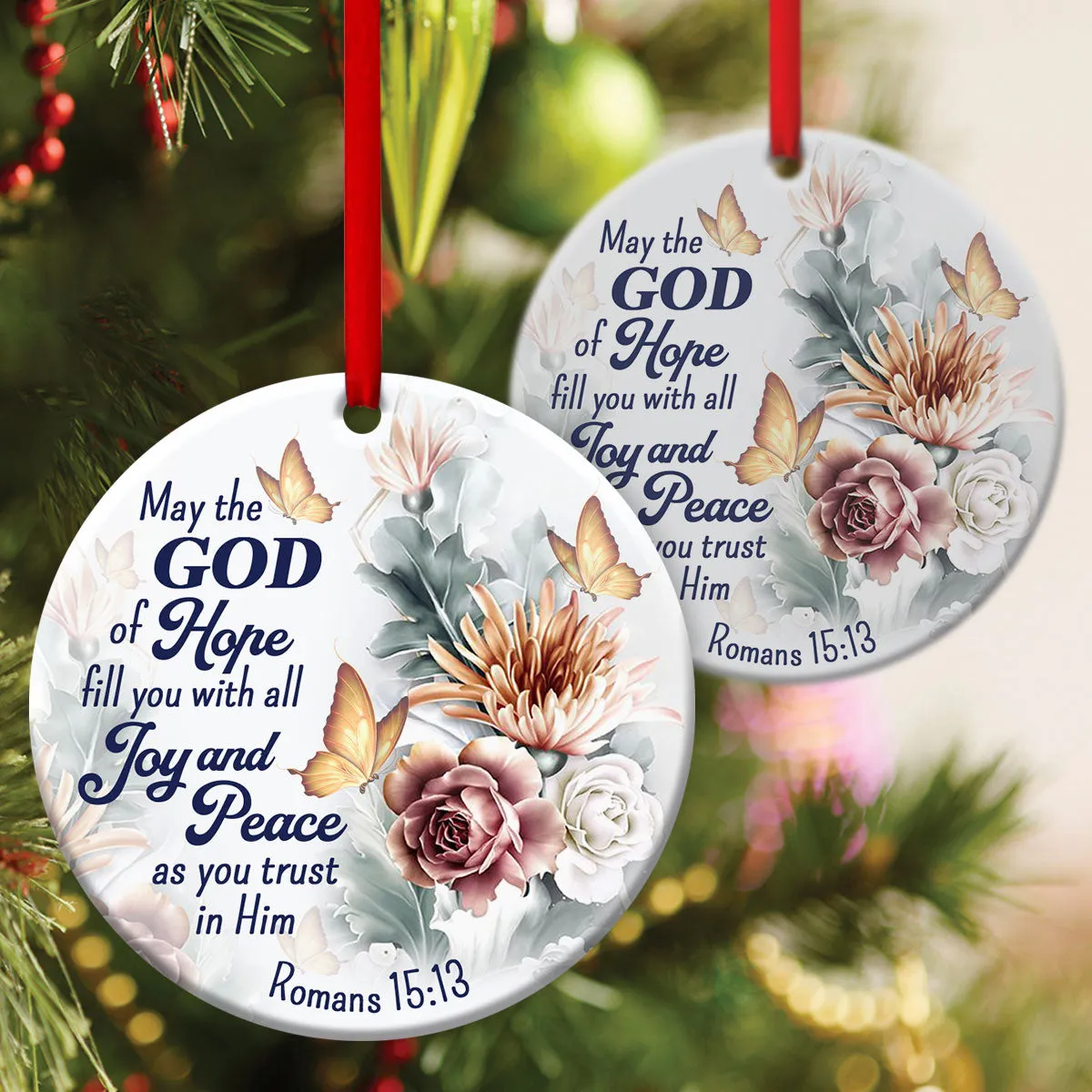 Have Faith In God - Beautiful Christian Ceramic Circle Ornament - Christmas Decor - Funny Ornament