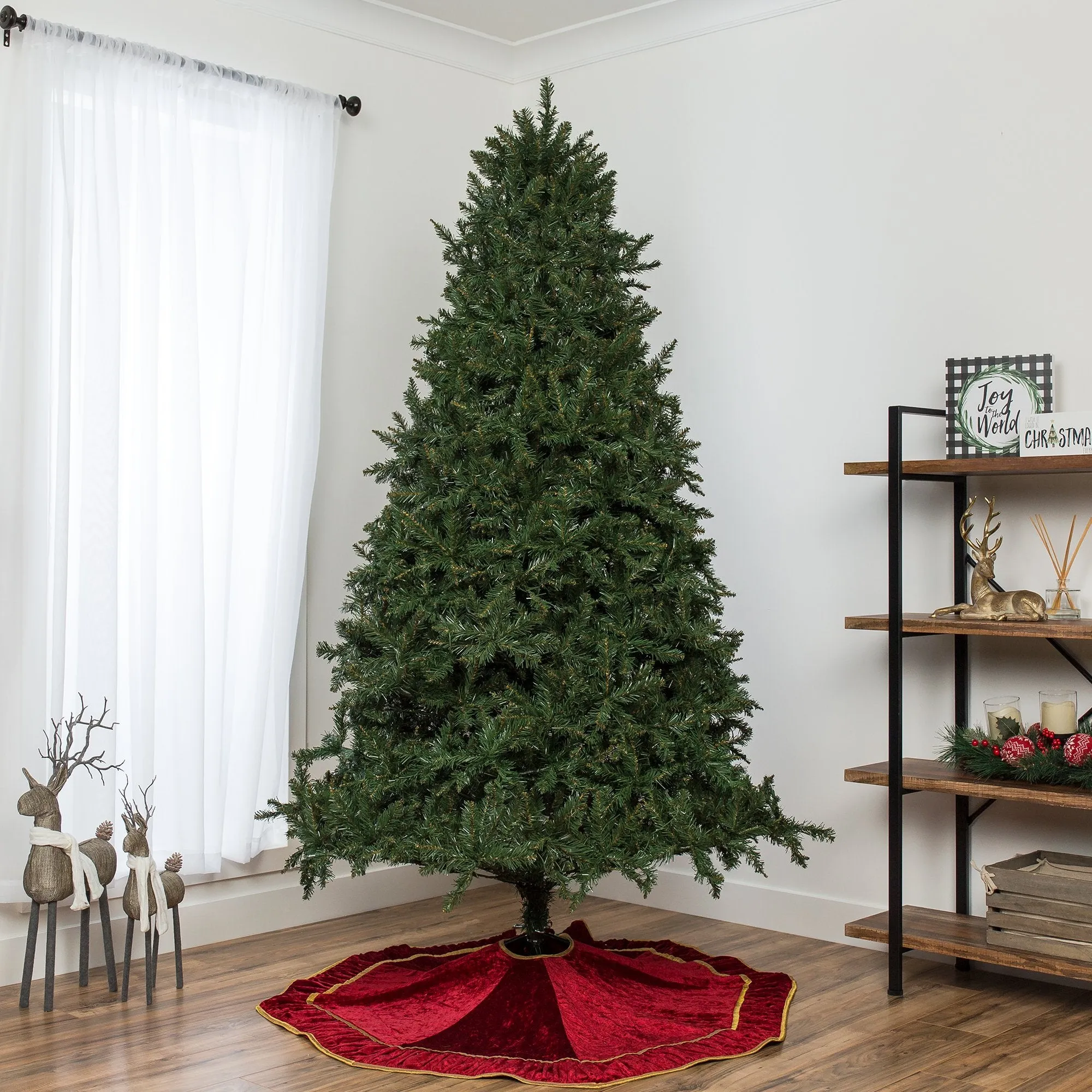 Hinged Douglas Full Fir Artificial Christmas Tree w/ Metal Stand