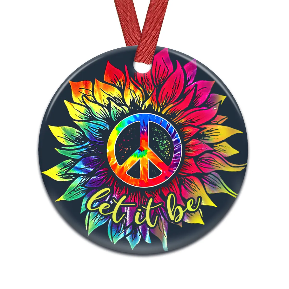 Hippie Let It Be Circle Ornament - Christmas Ornament - Ciaocustom