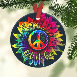 Hippie Let It Be Circle Ornament - Christmas Ornament - Ciaocustom