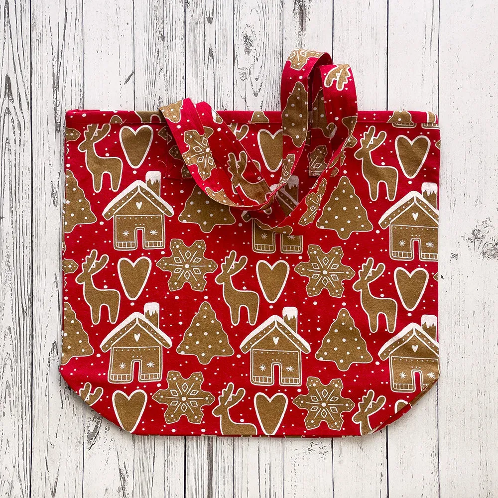 Holiday Printed Cotton Tote Bags