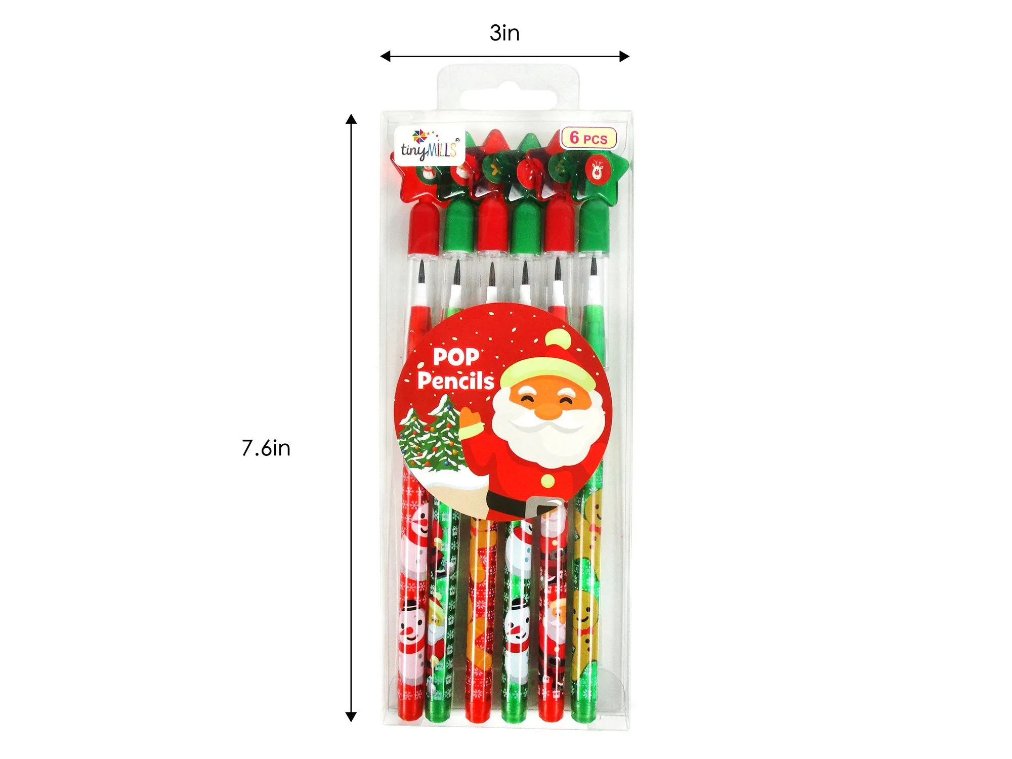 Holiday Season Christmas Stackable Point Pencils - Set of 6