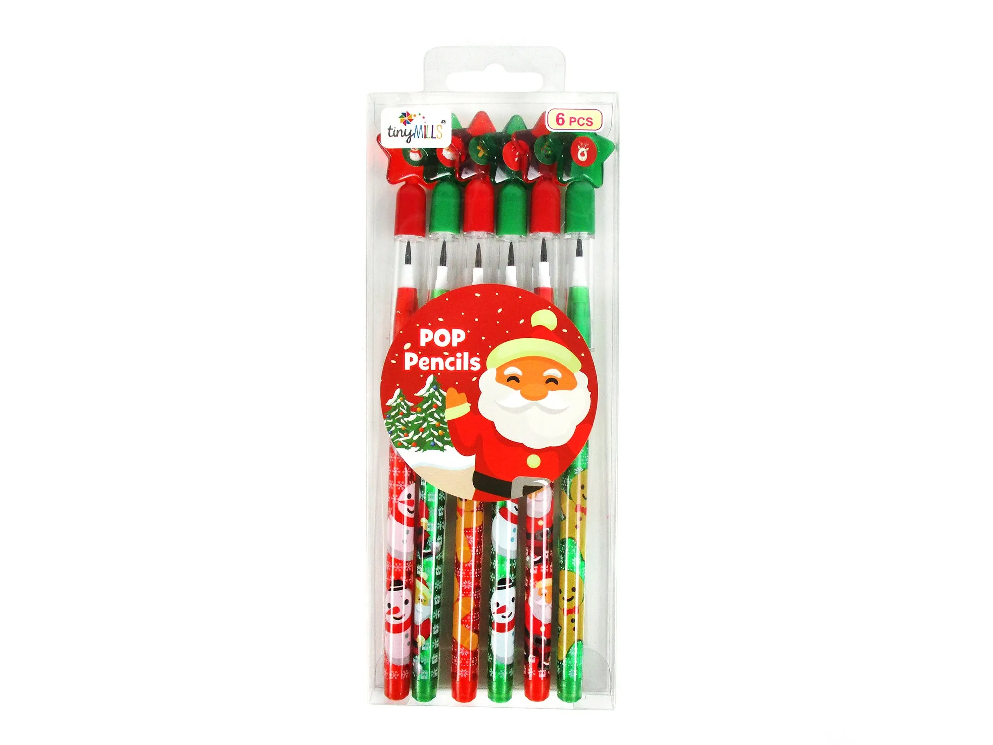 Holiday Season Christmas Stackable Point Pencils - Set of 6