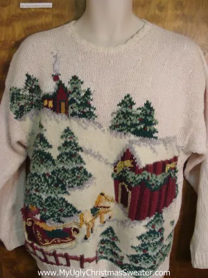 Horse Drawn Sleigh Ugly Sweater for Xmas