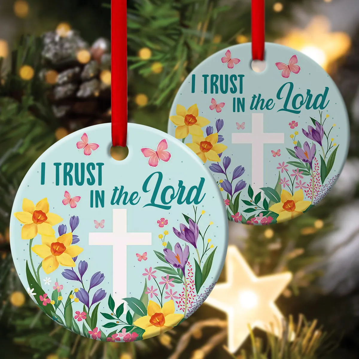 I Trust In The Lord - Elegant Ceramic Circle Ornament - Christmas Decor - Funny Ornament