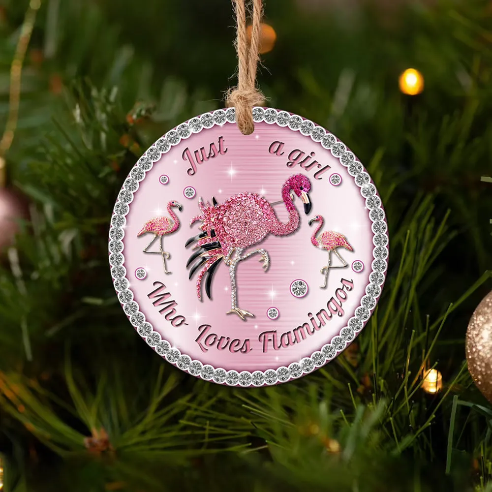 Jewelry Flamingo Girls Love Flamingos Circle Ornament - Christmas Ornament - Ciaocustom