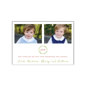 JOY Pine Wreath Holiday Card