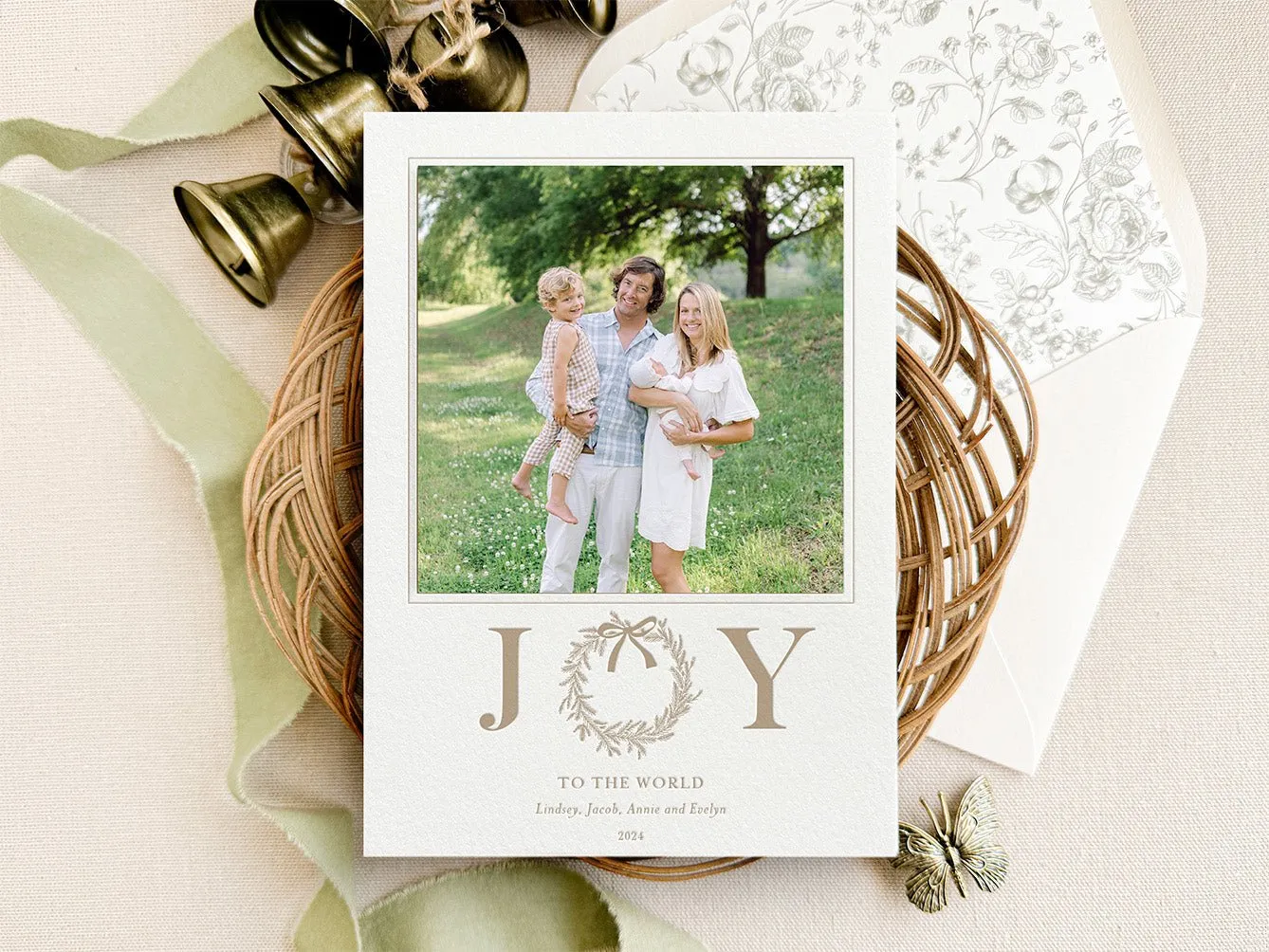 Joy Wreath - Letterpress Holiday Cards