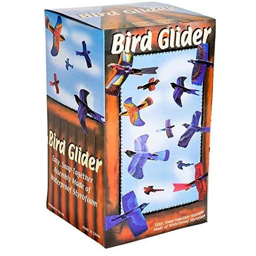 Kicko 7 Inch Foam Bird Glider Kite for Kids - 24 Pieces Flying Colorful Paragliding