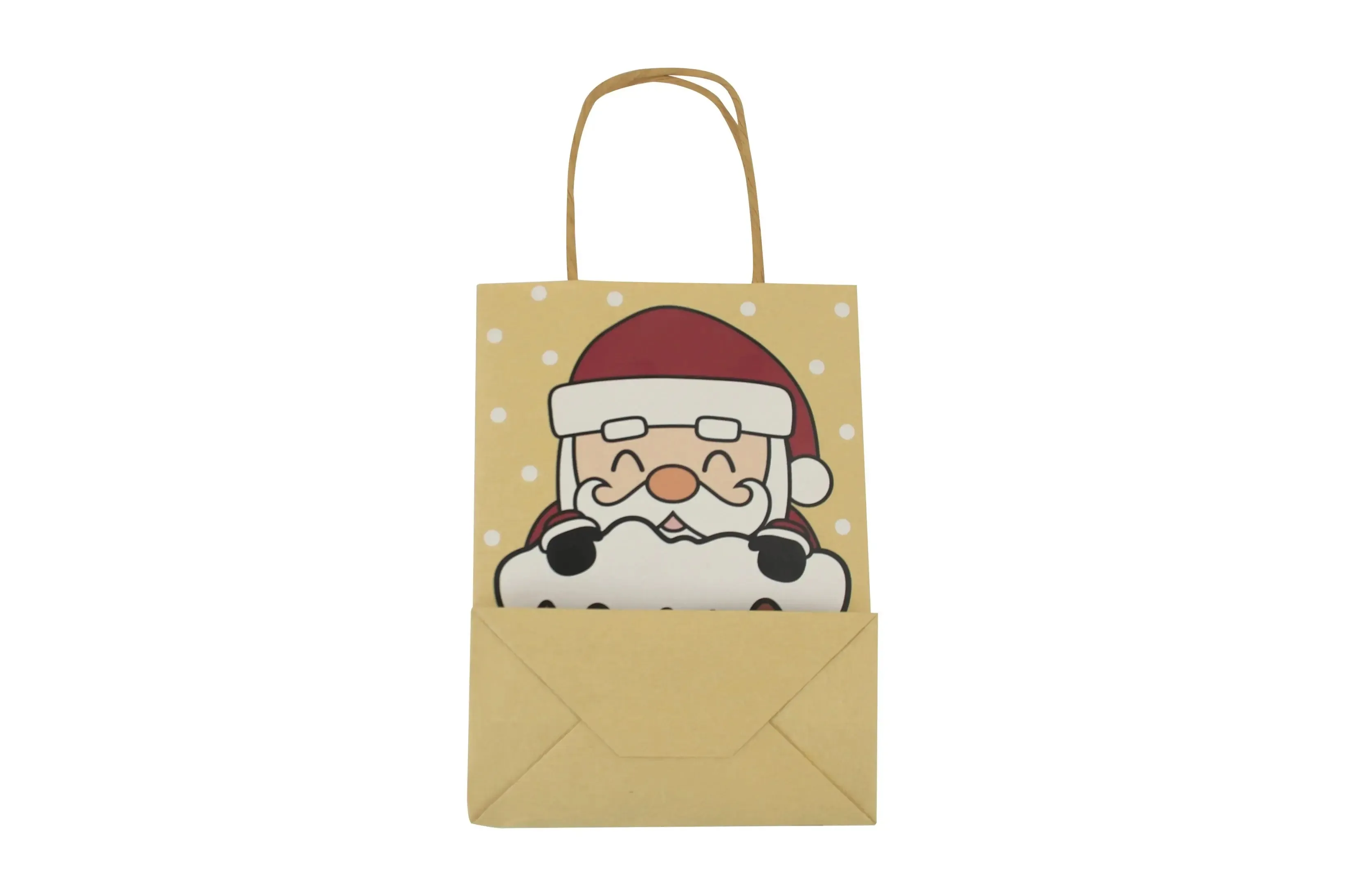 Kraft Christmas Gift Paper Bags with Handles for Xmas Holiday Party Bags for Wrapping Presents  x 12 pcs