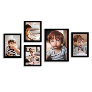 Maurvish Amazing Arts Black Framed Wall Photo Frames For Living Room, Decorative Home Décor Wall Hangings - Set Of 5 (Size: 4 Pcs of A4, 1 Pcs of A3) (Black)