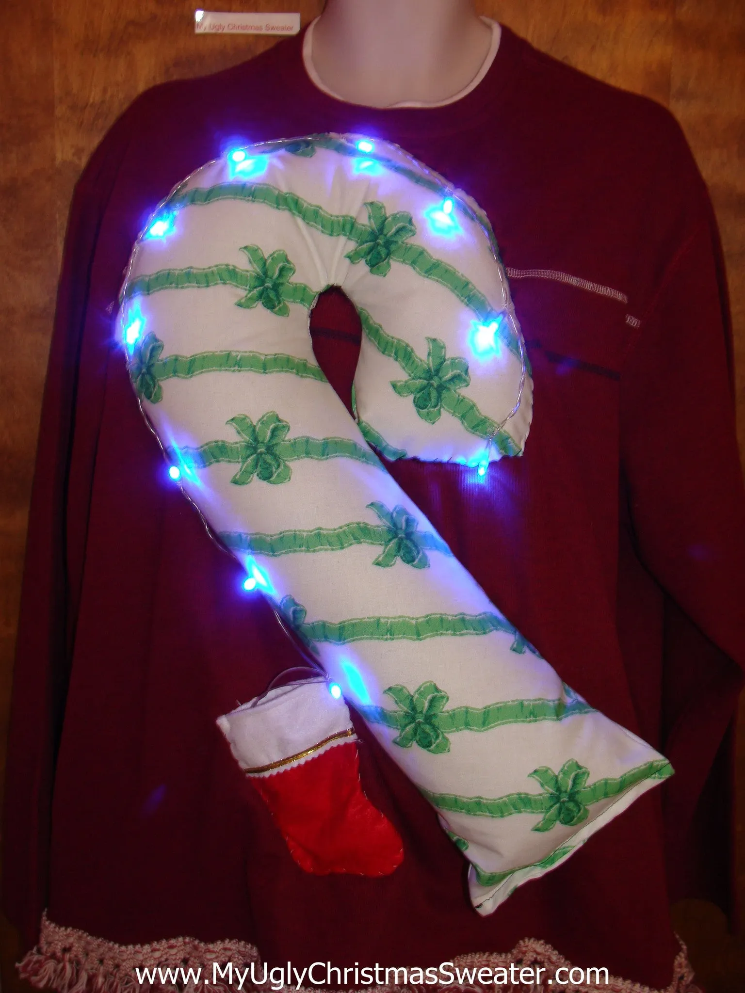 Mens XXXL Light Up Funny Christmas Sweater Huge 3D Candy Cane