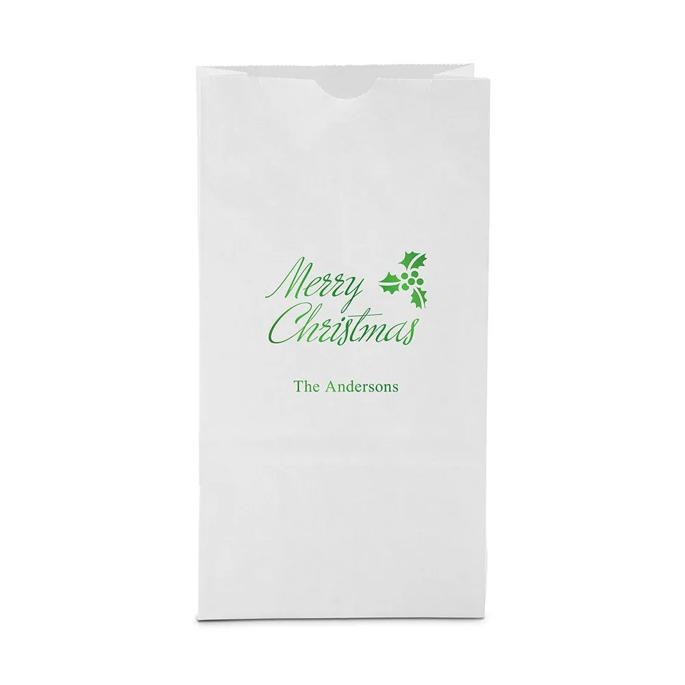 MERRY CHRISTMAS BLOCK BOTTOM GUSSET PAPER GOODIE BAGS