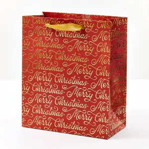 Merry Christmas Script Gift Bag