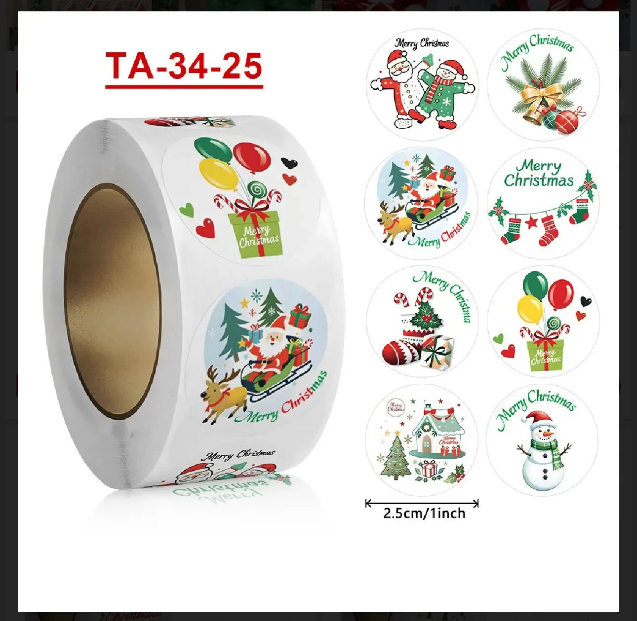 Merry Christmas stickers 50 pcs seal labels roll party stickers