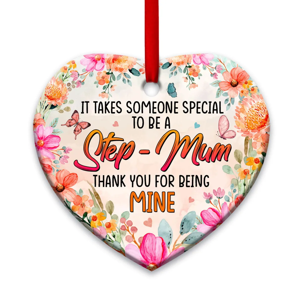 Mother Gift Special To Be A Step Mum Heart Ornament - Christmas Ornament - Ciaocustom